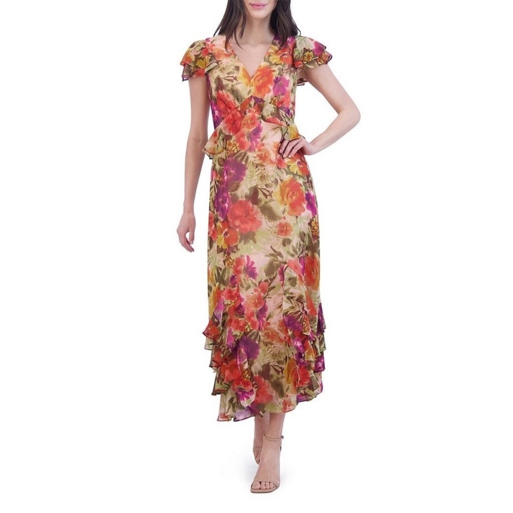 Eliza J Floral V-Neck Maxi Dress 8